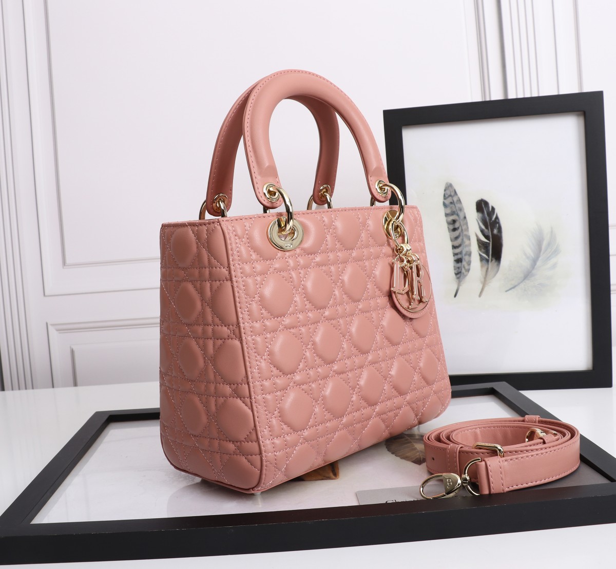 Medium Lady Dior Bag Pink Cannage Lambskin